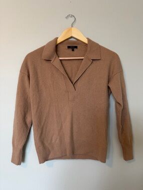 Quince Cashmere V-Neck Polo Sweater